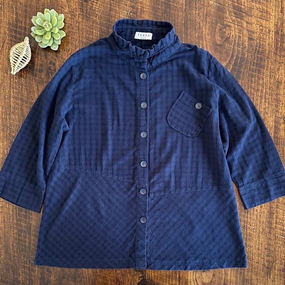 TERRA Sj Apparel | Navy Lagenlook Blouse